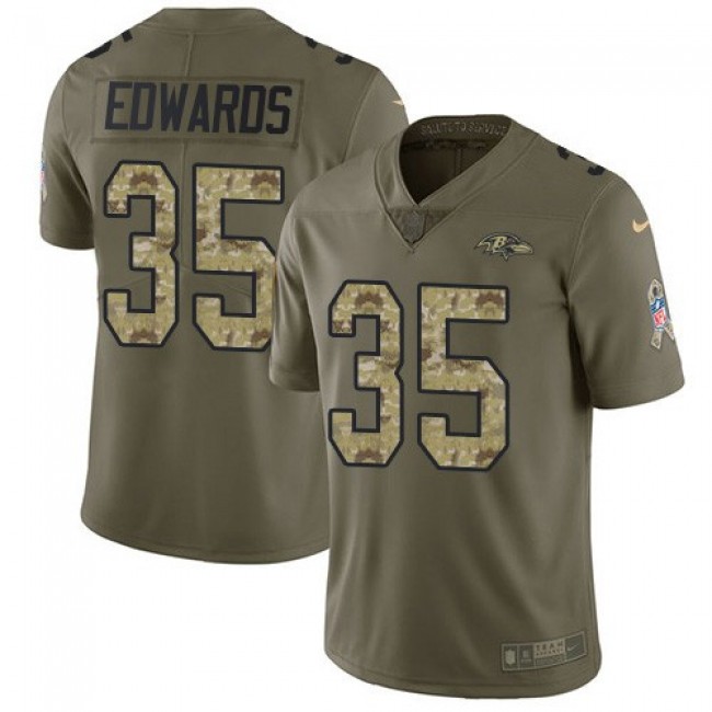Nike Ravens #35 Gus Edwards Olive/Camo Men's Stitched NFL Limited 2017 Salute To Service Jersey