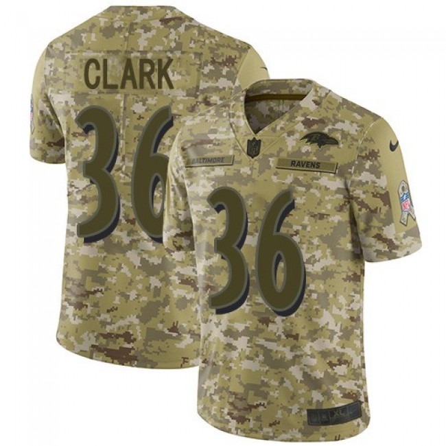 Nike Ravens #36 Chuck Clark Camo Men's Stitched NFL Limited 2018 Salute To Service Jersey
