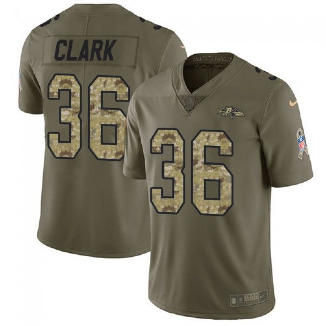 Nike Ravens #36 Chuck Clark Olive/Camo Men's Stitched NFL Limited 2017 Salute To Service Jersey
