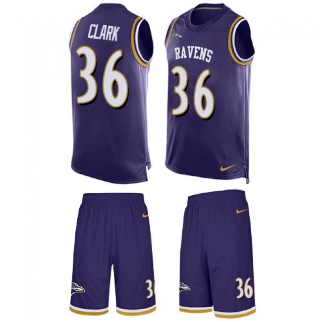 Nike Ravens #36 Chuck Clark Purple Team Color Men's Stitched NFL Limited Tank Top Suit Jersey