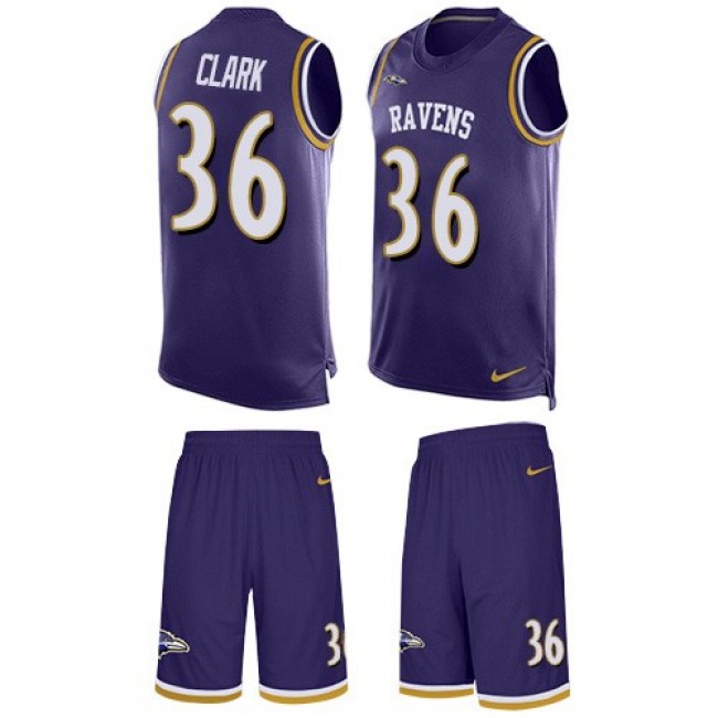Nike Ravens #36 Chuck Clark Purple Team Color Men's Stitched NFL Limited Tank Top Suit Jersey