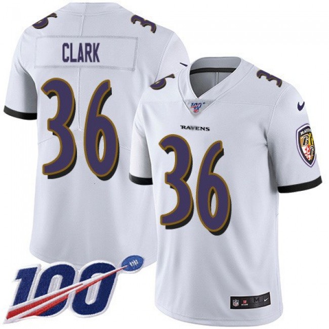 Nike Ravens #36 Chuck Clark White Men's Stitched NFL 100th Season Vapor Untouchable Limited Jersey