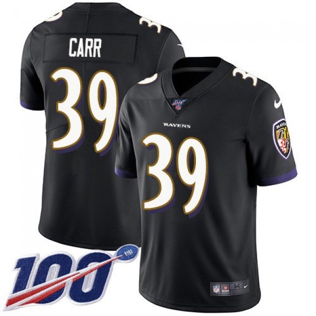 Nike Ravens #39 Brandon Carr Black Alternate Men's Stitched NFL 100th Season Vapor Untouchable Limited Jersey