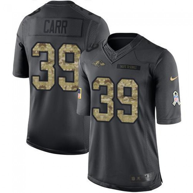 Nike Ravens #39 Brandon Carr Black Men's Stitched NFL Limited 2016 Salute to Service Jersey