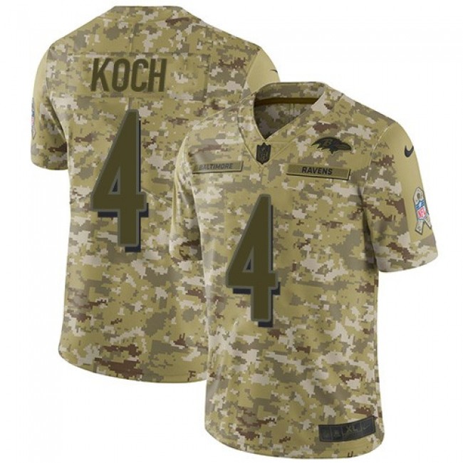 Nike Ravens #4 Sam Koch Camo Men's Stitched NFL Limited 2018 Salute To Service Jersey