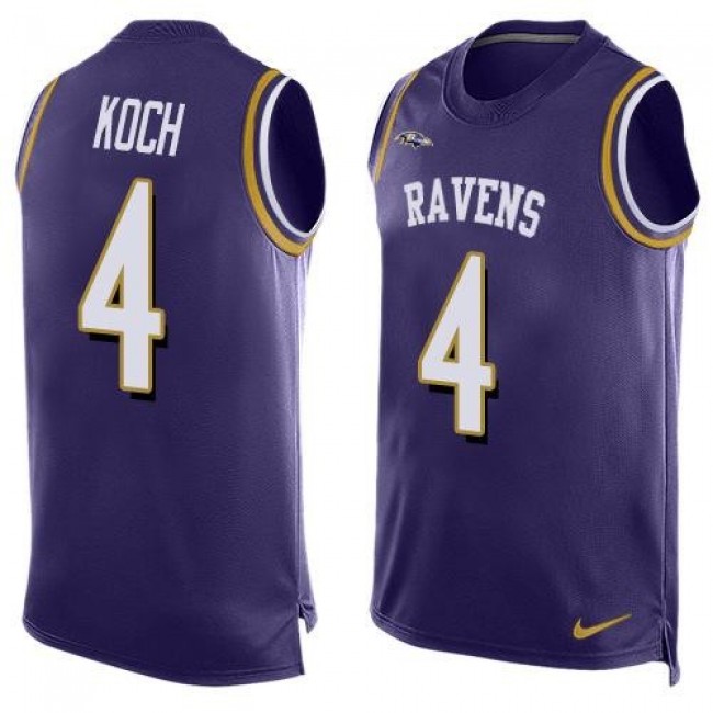 Nike Ravens #4 Sam Koch Purple Team Color Men's Stitched NFL Limited Tank Top Jersey