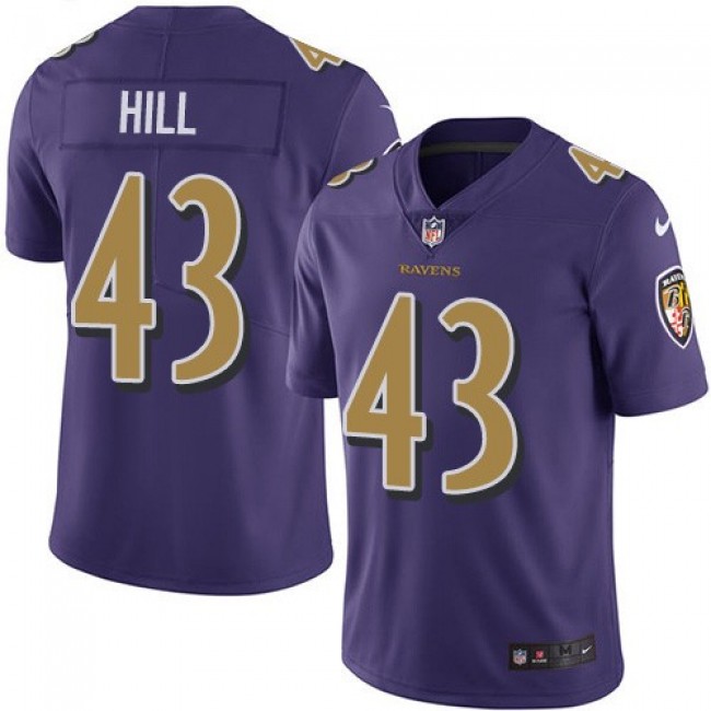 Nike Ravens #43 Justice Hill Purple Men's Stitched NFL Limited Rush Jersey