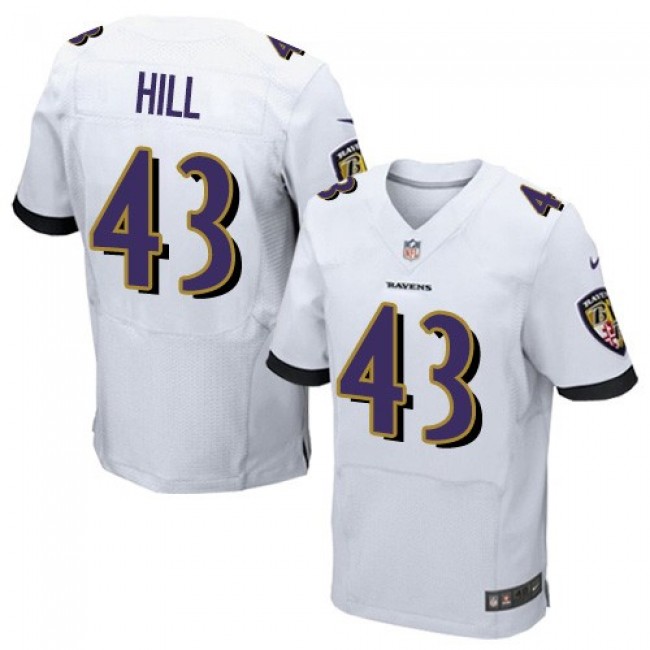 Nike Ravens #43 Justice Hill White Men's Stitched NFL New Elite Jersey