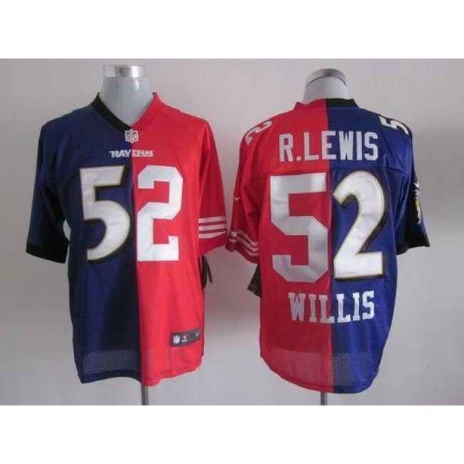 Nike Ravens & 49ers #52 Ray Lewis & Patrick Willis Purple/Red Men's Stitched NFL Mixture Elite Jersey