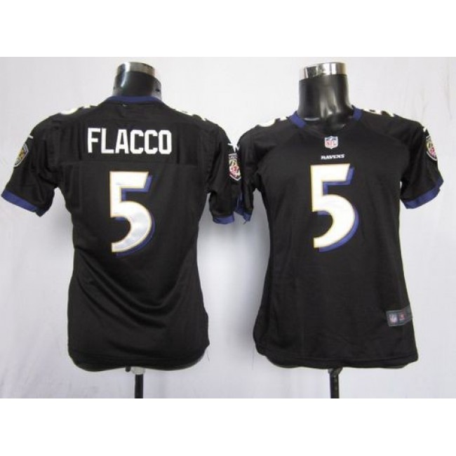 Women's Ravens #5 Joe Flacco Black Alternate Stitched NFL Elite Jersey