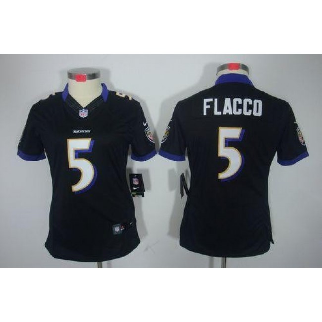 Women's Ravens #5 Joe Flacco Black Alternate Stitched NFL Limited Jersey