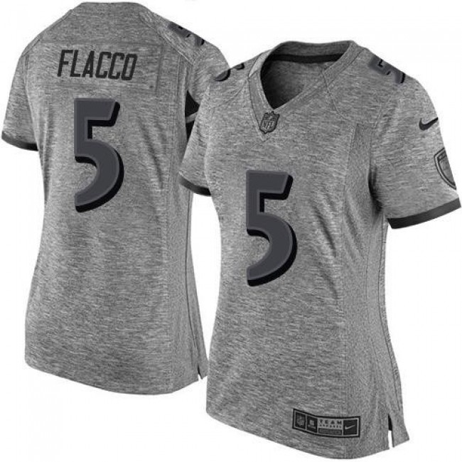 Women's Ravens #5 Joe Flacco Gray Stitched NFL Limited Gridiron Gray Jersey