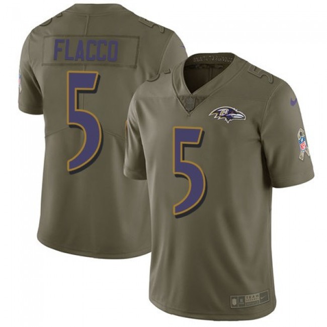 Nike Ravens #5 Joe Flacco Olive Men's Stitched NFL Limited 2017 Salute To Service Jersey