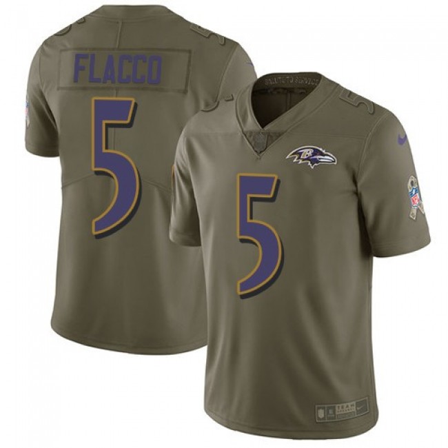 Baltimore Ravens #5 Joe Flacco Olive Youth Stitched NFL Limited 2017 Salute to Service Jersey
