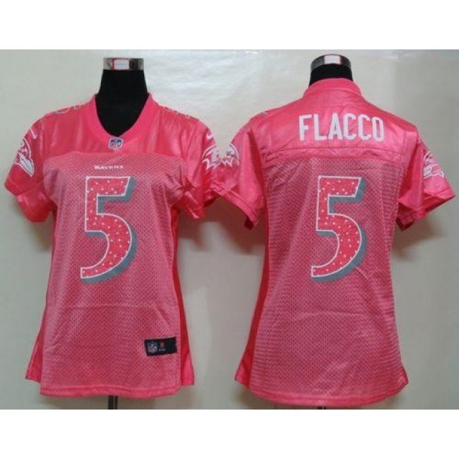 Women's Ravens #5 Joe Flacco Pink Sweetheart NFL Game Jersey