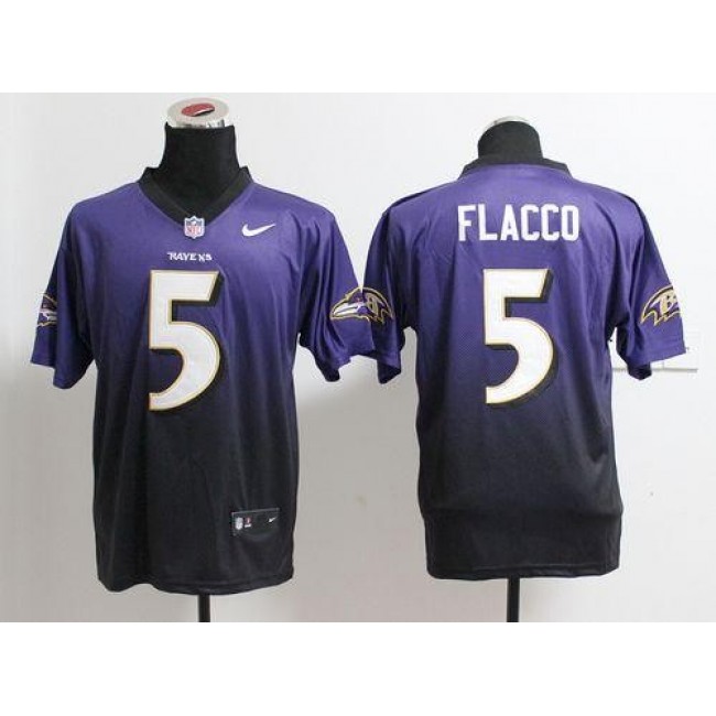 Nike Ravens #5 Joe Flacco Purple/Black Men's Stitched NFL Elite Fadeaway Fashion Jersey