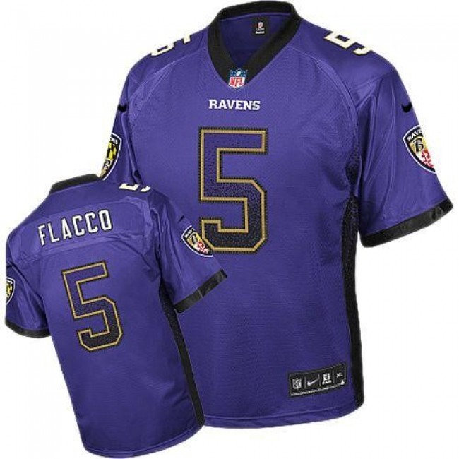 Nike Ravens #5 Joe Flacco Purple Team Color Men's Stitched NFL Elite Drift Fashion Jersey