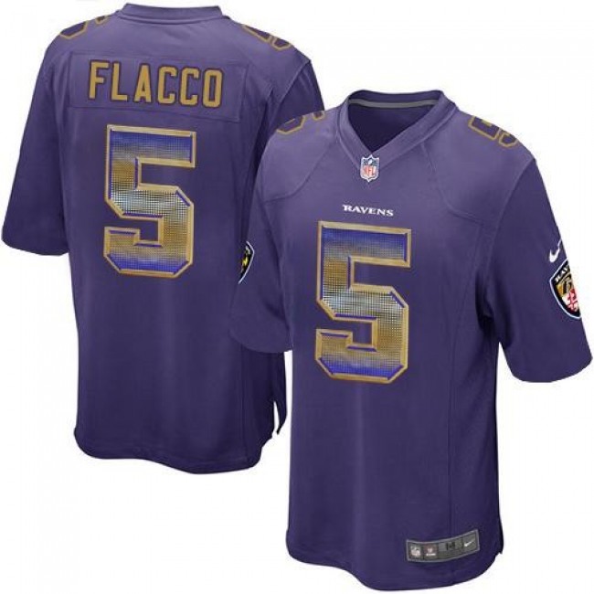 Nike Ravens #5 Joe Flacco Purple Team Color Men's Stitched NFL Limited Strobe Jersey