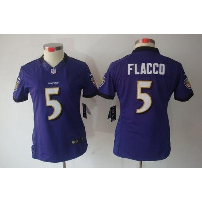 Women's Ravens #5 Joe Flacco Purple Team Color Stitched NFL Limited Jersey