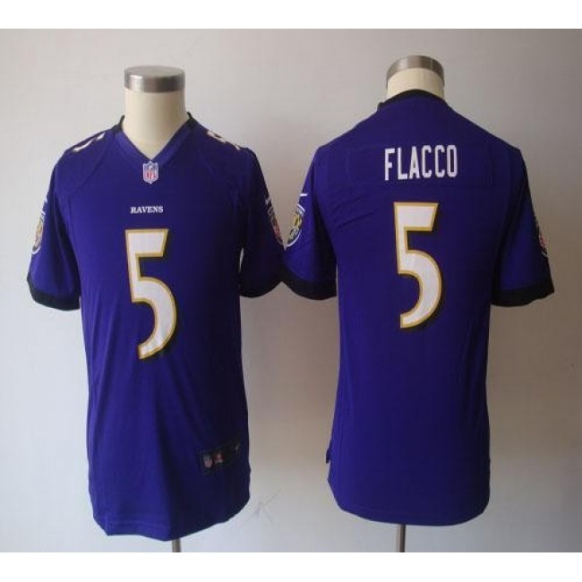 Baltimore Ravens #5 Joe Flacco Purple Team Color Youth NFL Game Jersey