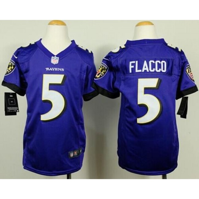 Baltimore Ravens #5 Joe Flacco Purple Team Color Youth Stitched NFL New Elite Jersey