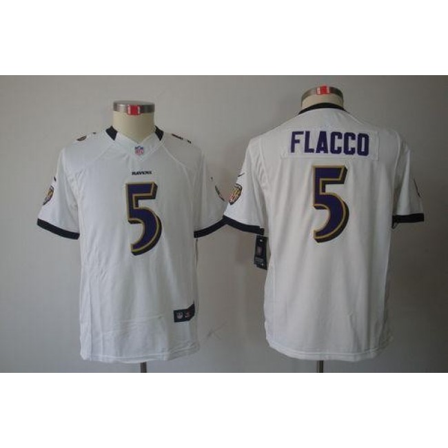 Baltimore Ravens #5 Joe Flacco White Youth Stitched NFL Limited Jersey
