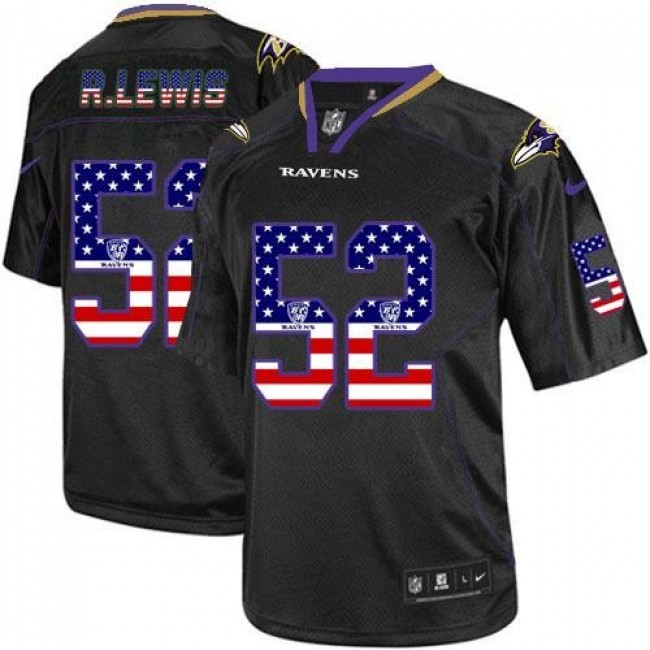 Nike Ravens #52 Ray Lewis Black Men's Stitched NFL Elite USA Flag Fashion Jersey