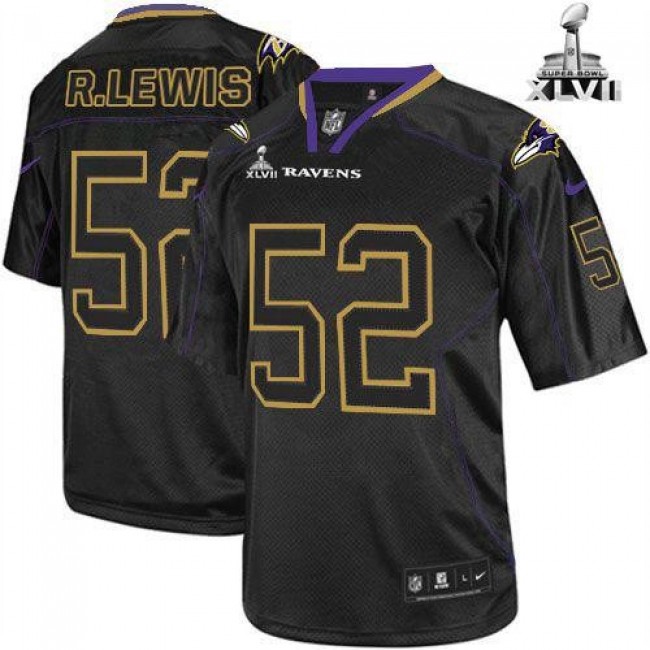 Baltimore Ravens #52 Ray Lewis Lights Out Black Super Bowl XLVII Youth Stitched NFL Elite Jersey