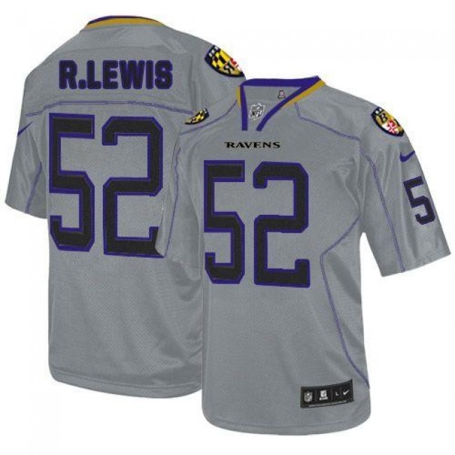 Baltimore Ravens #52 Ray Lewis Lights Out Grey Youth Stitched NFL Elite Jersey