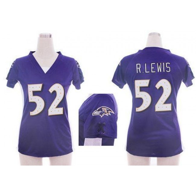 Women's Ravens #52 Ray Lewis Purple Team Color Draft Him Name Number Top Stitched NFL Elite Jersey