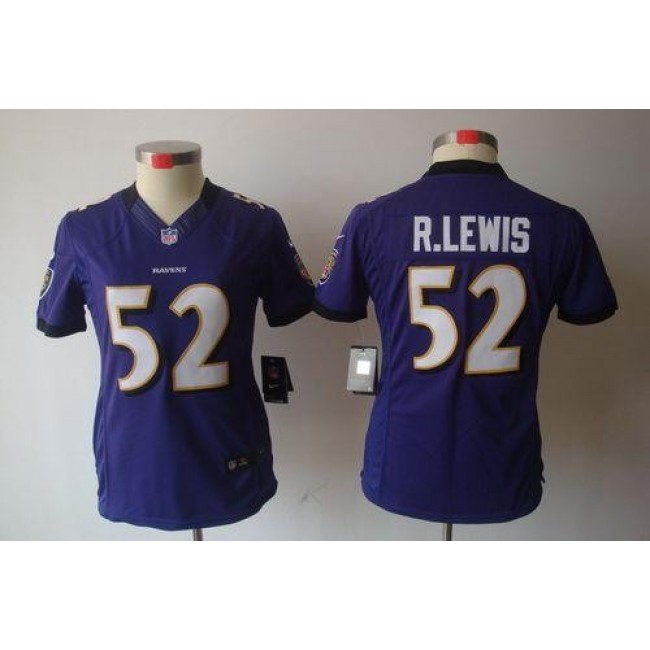 Women's Ravens #52 Ray Lewis Purple Team Color Stitched NFL Limited Jersey