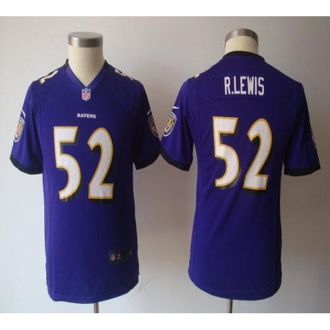 Baltimore Ravens #52 Ray Lewis Purple Team Color Youth NFL Game Jersey