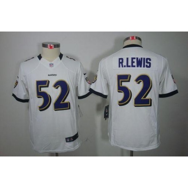 Baltimore Ravens #52 Ray Lewis White Youth Stitched NFL Limited Jersey