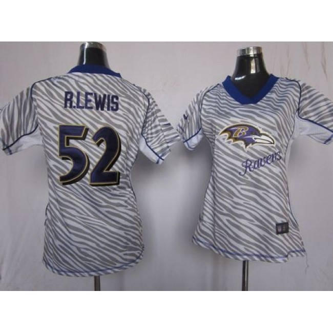 Women's Ravens #52 Ray Lewis Zebra Stitched NFL Elite Jersey