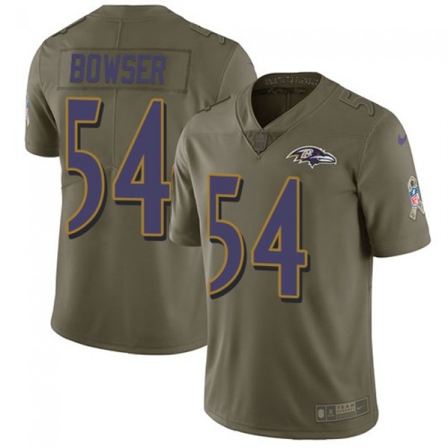 Baltimore Ravens #54 Tyus Bowser Olive Youth Stitched NFL Limited 2017 Salute to Service Jersey