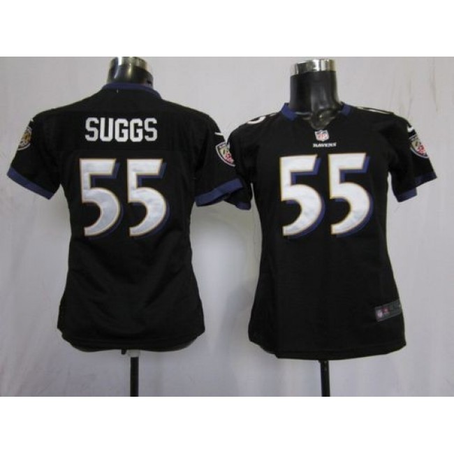 Women's Ravens #55 Terrell Suggs Black Alternate Stitched NFL Elite Jersey