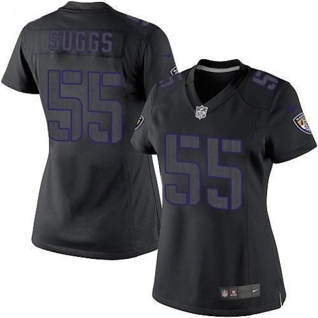 Women's Ravens #55 Terrell Suggs Black Impact Stitched NFL Limited Jersey