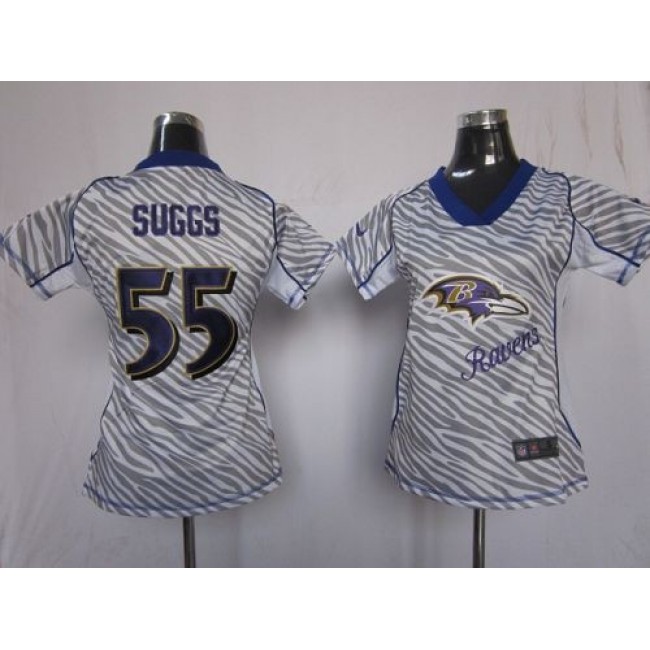 Women's Ravens #55 Terrell Suggs Zebra Stitched NFL Elite Jersey