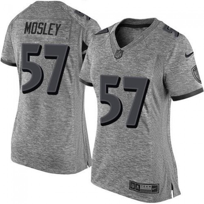 Women's Ravens #57 C.J. Mosley Gray Stitched NFL Limited Gridiron Gray Jersey