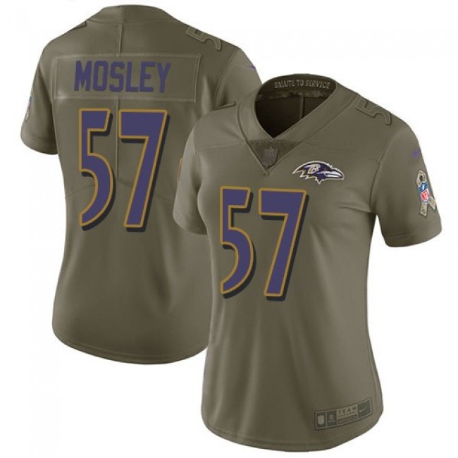 Women's Ravens #57 C.J. Mosley Olive Stitched NFL Limited 2017 Salute to Service Jersey