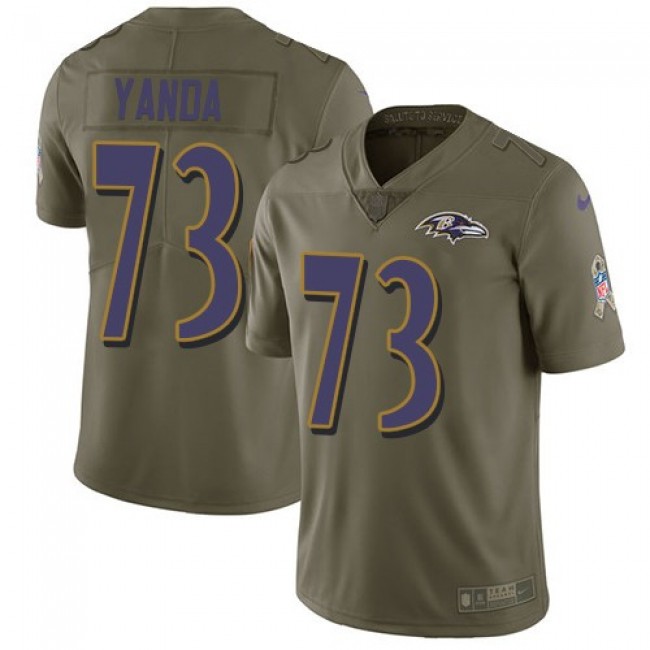 Nike Ravens #73 Marshal Yanda Olive Men's Stitched NFL Limited 2017 Salute To Service Jersey