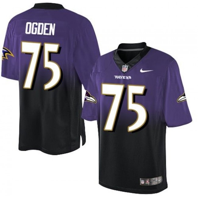 Nike Ravens #75 Jonathan Ogden Purple/Black Men's Stitched NFL Elite Fadeaway Fashion Jersey