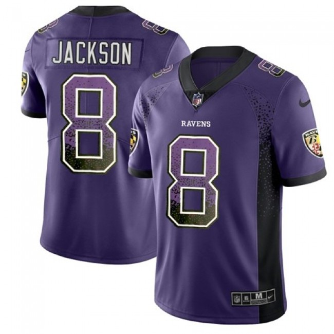 Nike Ravens #8 Lamar Jackson Purple Team Color Men's Stitched NFL Limited Rush Drift Fashion Jersey