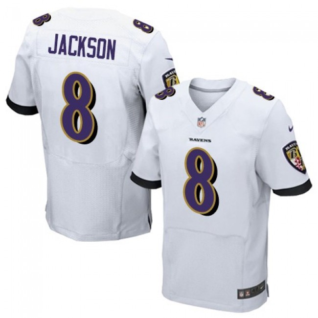 Nike Ravens #8 Lamar Jackson White Men's Stitched NFL New Elite Jersey