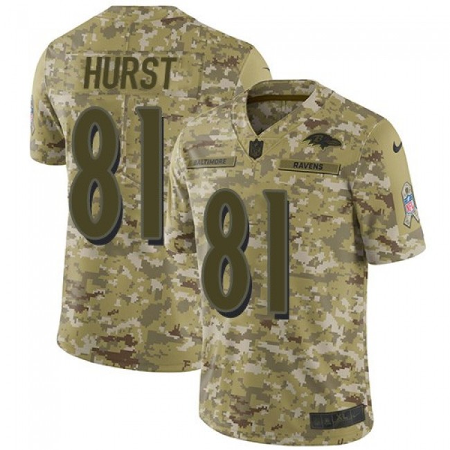 Nike Ravens #81 Hayden Hurst Camo Men's Stitched NFL Limited 2018 Salute To Service Jersey