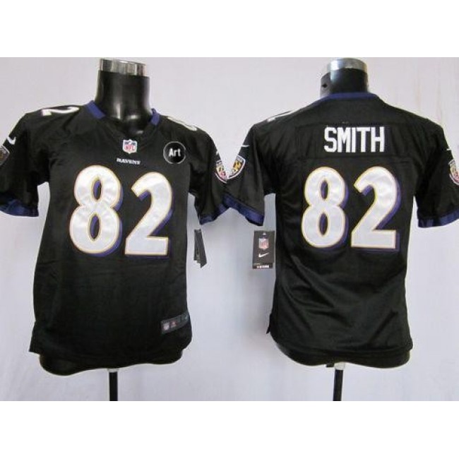 Baltimore Ravens #82 Torrey Smith Black Alternate With Art Patch Youth Stitched NFL Elite Jersey