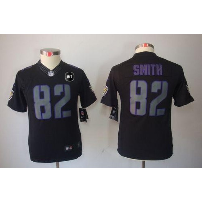 Baltimore Ravens #82 Torrey Smith Black Impact With Art Patch Youth Stitched NFL Limited Jersey