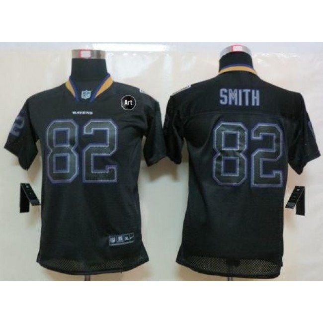 Baltimore Ravens #82 Torrey Smith Lights Out Black With Art Patch Youth Stitched NFL Elite Jersey