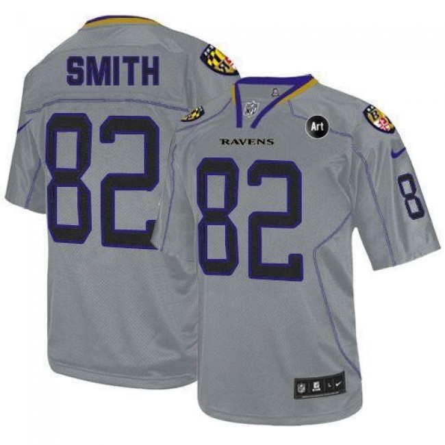 Baltimore Ravens #82 Torrey Smith Lights Out Grey With Art Patch Youth Stitched NFL Elite Jersey
