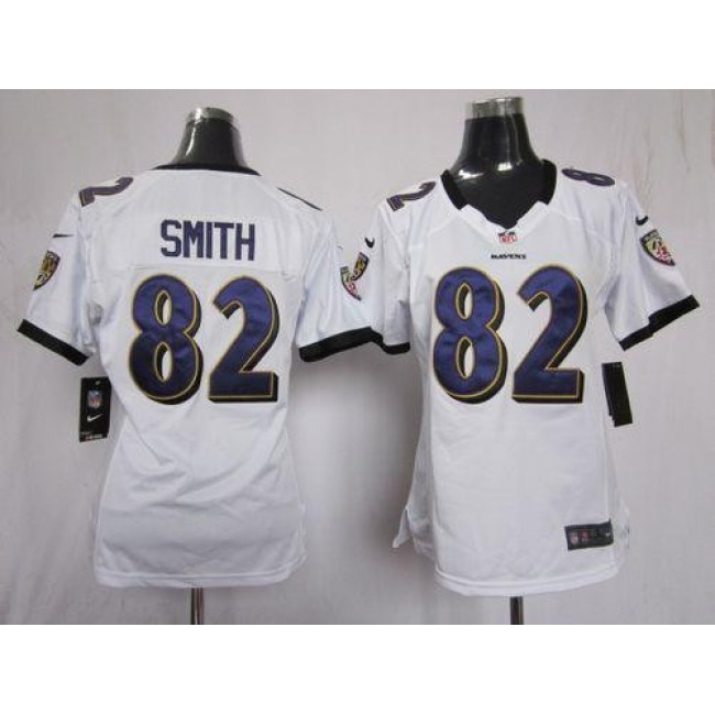 Women's Ravens #82 Torrey Smith White Stitched NFL Elite Jersey